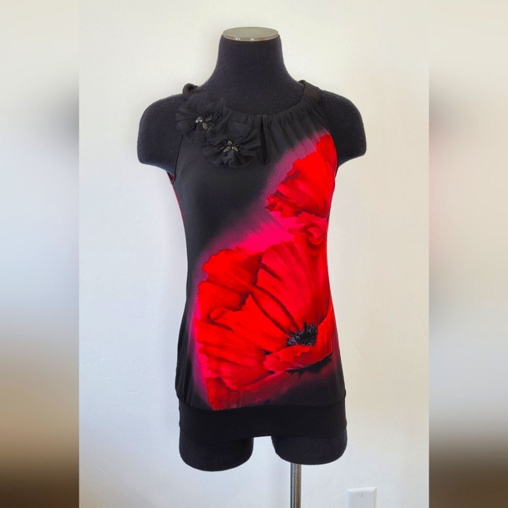 Studio Y Floral Camisole Pink Black Y2K 90s Whimsigoth Romantic Goth Fairy XS